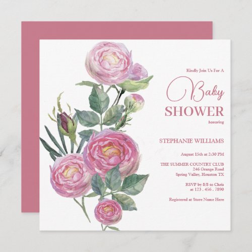 Romantic Pastel Roses Baby Shower Invitation