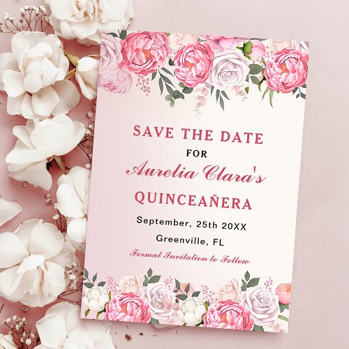 Romantic Pastel Roses Floral Sweet 16  Save The Date