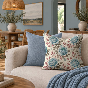 Romantic Pastel Roses Shabby Chic Accent Pillow Ar