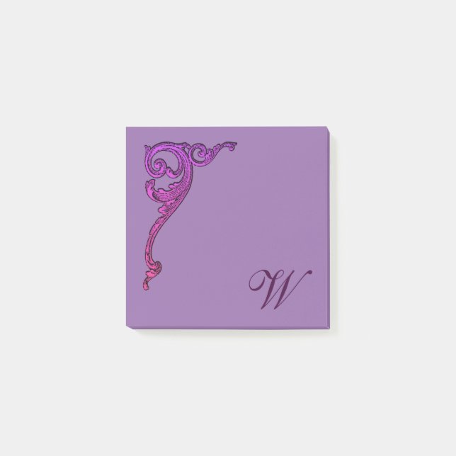 Romantic Pastel Steampunk Goth Monogrammed Post-it Notes (Front)