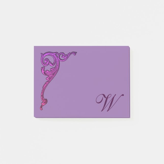 Romantic Pastel Steampunk Goth Monogrammed Post-it Notes (Front)