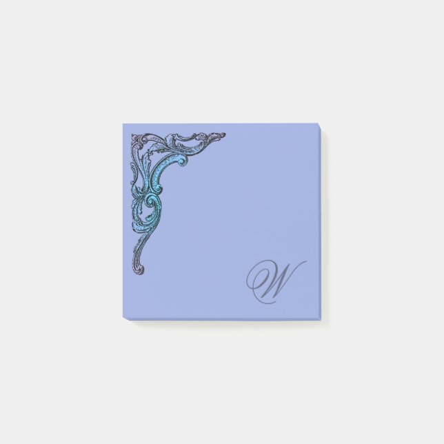 Romantic Pastel Steampunk Goth Monogrammed Post-it Notes (Front)