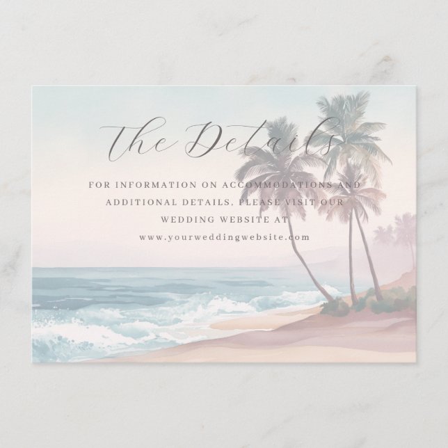 Romantic Pastel Tropical Beach Scene Enclosure Card (Front)