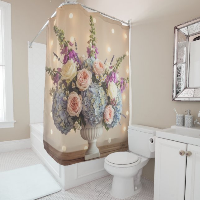 Romantic Pastel Urn Arrangement Shower Curtain (In Situ)