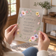 Romantic Pastel Watercolor Floral Wreath Wedding