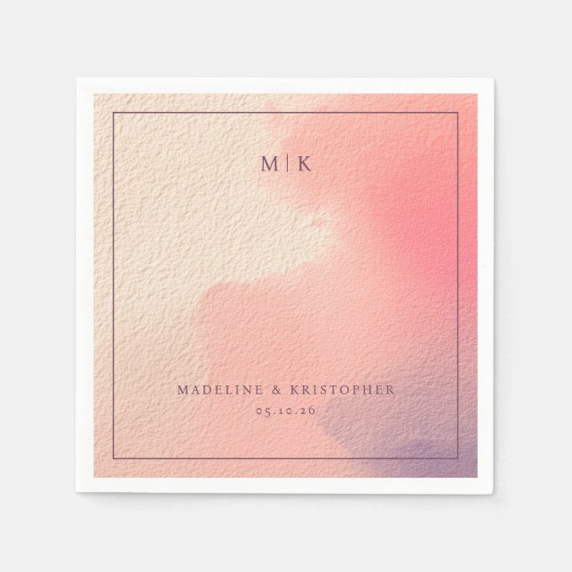 Romantic Pastel Watercolor Gradient Napkins (Front)