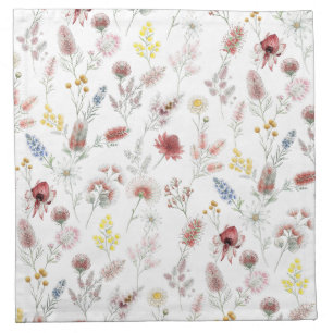 Romantic Pastel Watercolor Wildflowers Cloth Napkin