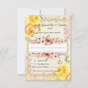 Romantic Pastel Wedding Stationery RSVP Card