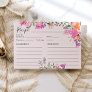 Romantic pastel wild flowers spring bridal recipe  enclosure card