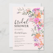 Romantic pastel wild flowers spring bridal shower invitation (Front)