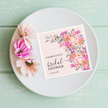 Romantic Pastel Wild Flowers Spring Bridal Shower Napkins by girly_trend at Zazzle