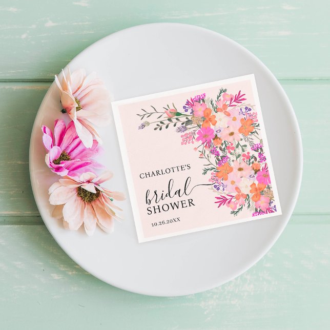 Romantic pastel wild flowers spring bridal shower napkins (Romantic pastel wild flowers spring bridal shower napkins)