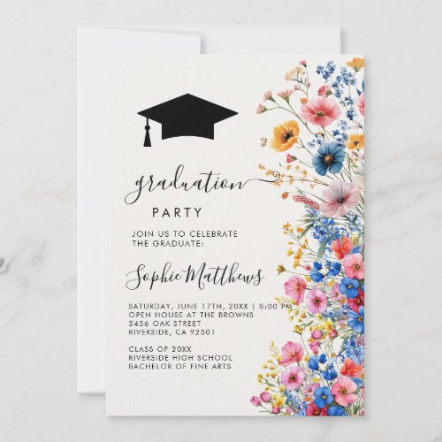 Romantic  pastel wild flowers spring graduation
