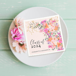 Romantic pastel wild flowers spring graduation napkins