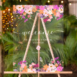 Romantic pastel wild flowers spring welcome acrylic sign<br><div class="desc">Romantic pastel wild flowers spring summer bridal shower welcome sign with pretty wild country flowers in pink,  peach,  purple,  lavender,  green leaves and more,  with a brushed script typography on an elegant transparent background.</div>