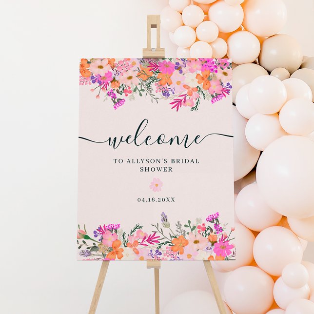 Romantic pastel wild flowers spring welcome foam board (Romantic pastel wild flowers spring welcome foam board)