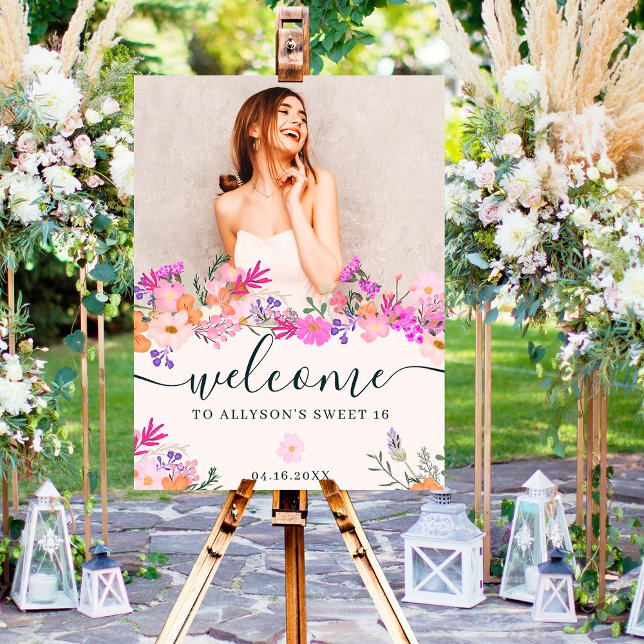 Romantic pastel wild flowers spring welcome foam board (Creator Uploaded)