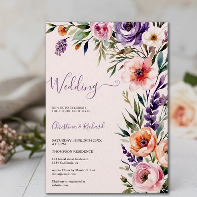 Romantic Pastel Wildflower Spring Wedding Invitation (Creator Uploaded)