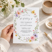 Romantic Pastel Wildflower Wreath Garden Wedding