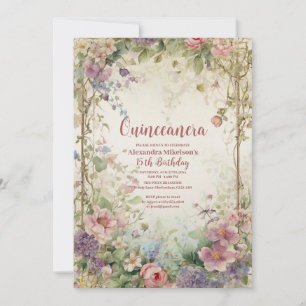 Romantic Pastel Wildflowers Quinceañero Invitation