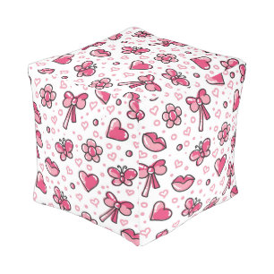 romantic pattern pouf