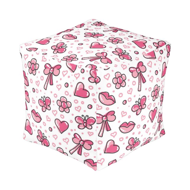 romantic pattern pouf (Angled Front)