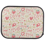 Romantic Pattern with Hearts and Lips Car Mat