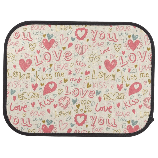 Romantic Pattern with Hearts and Lips Car Mat (Rear)