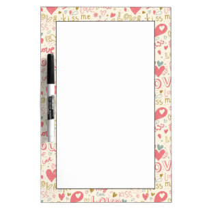 Romantic Pattern with Hearts and Lips Dry Erase Board