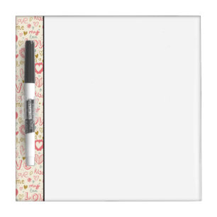 Romantic Pattern with Hearts and Lips Dry-Erase Board