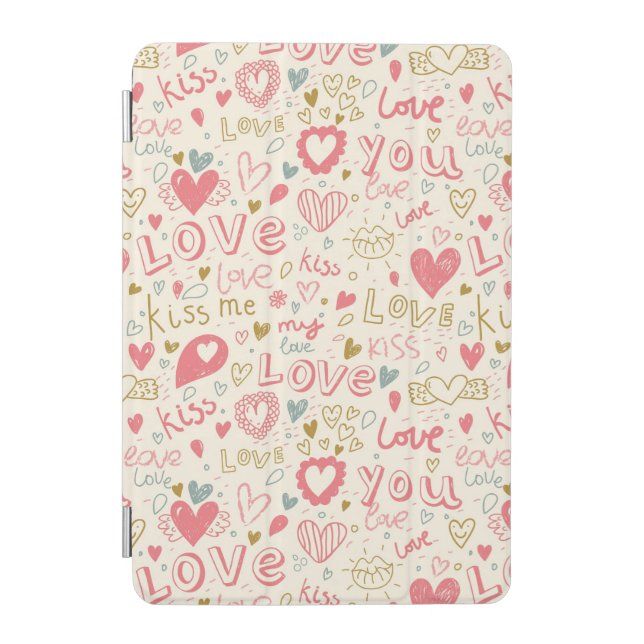 Romantic Pattern with Hearts and Lips iPad Mini Cover (Front)