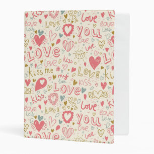 Romantic Pattern with Hearts and Lips Mini Binder