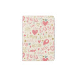 Romantic Pattern with Hearts and Lips Passport Holder