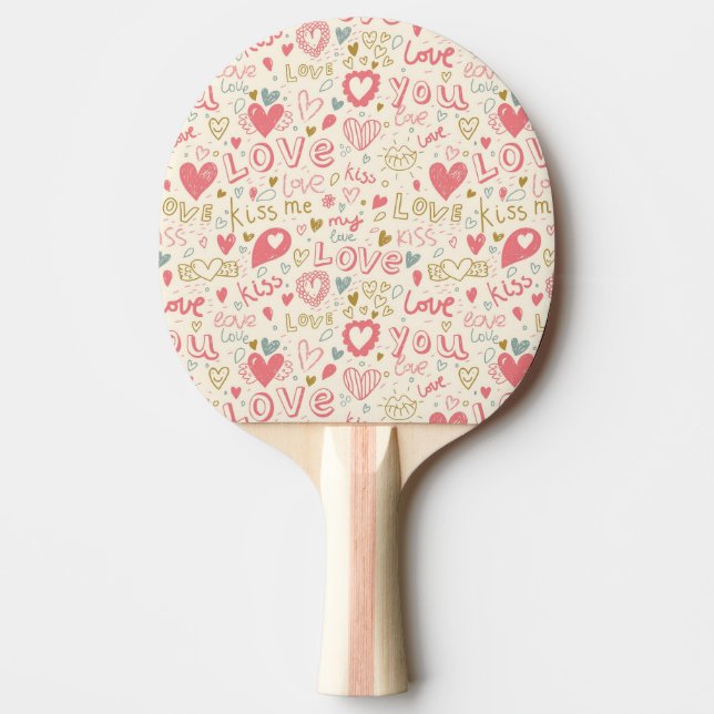 Romantic Pattern with Hearts and Lips Ping-Pong Paddle (Front)
