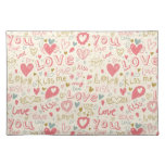 Romantic Pattern with Hearts and Lips Placemat