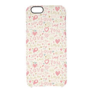 Romantic Pattern with Hearts and Lips Clear iPhone 6/6S Case