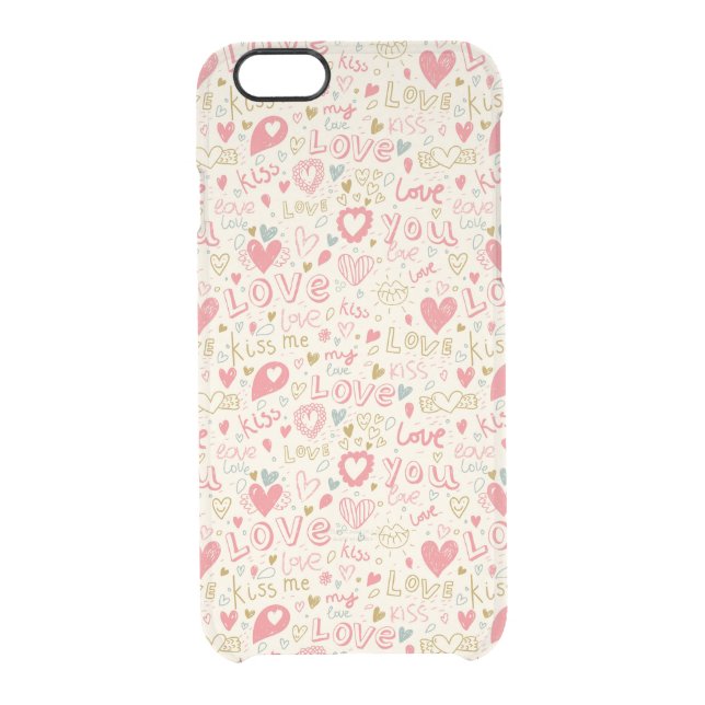Romantic Pattern with Hearts and Lips Uncommon iPhone Case (Back)