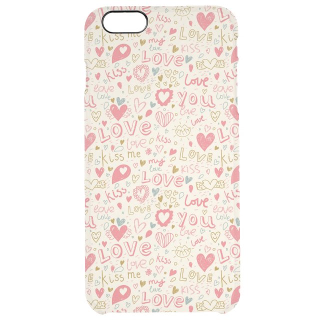 Romantic Pattern with Hearts and Lips Uncommon iPhone Case (Back)