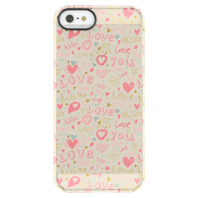 Romantic Pattern with Hearts and Lips Uncommon iPhone Case (Back)