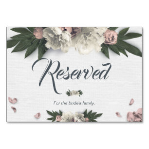 Romantic Peach and White Floral Peonies Table Number