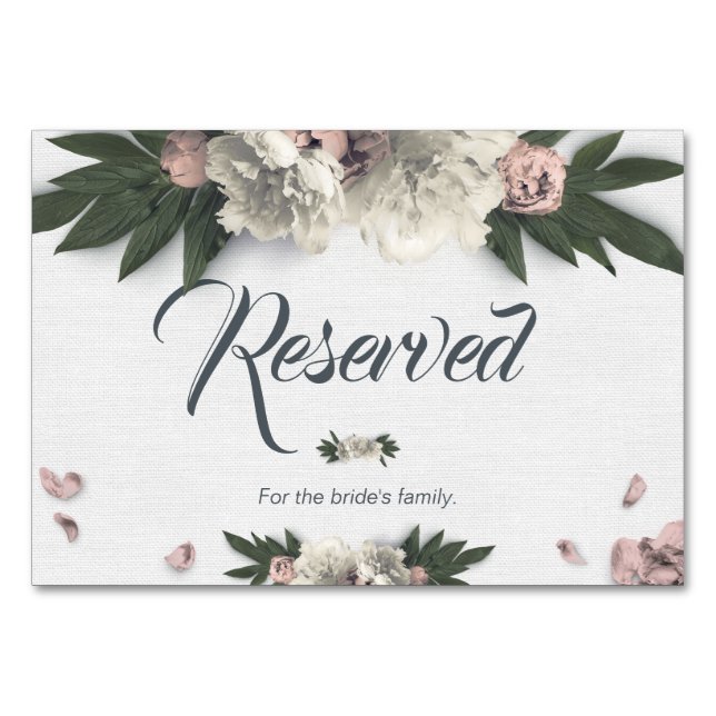 Romantic Peach and White Floral Peonies Table Number (Front)