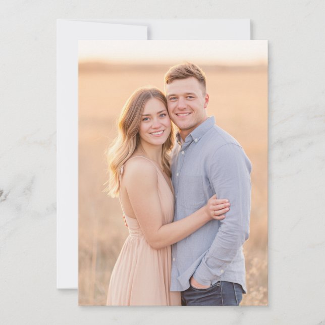 Romantic Peach Blue Photo Invitation (Front)