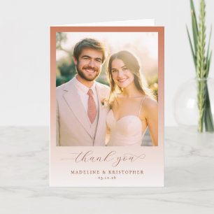 Romantic Peach Classic Photo Letterpress Thank You Card