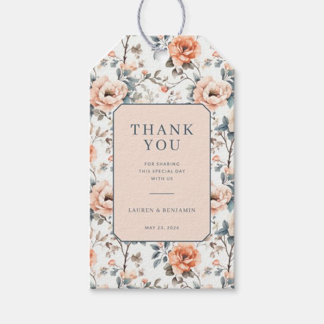 Romantic Peach Floral Gift Tags (Front)