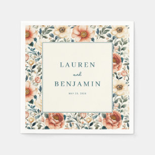 Romantic Peach Floral Napkins