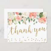 Romantic Peach Floral Thank You Card (Front/Back)