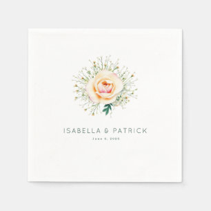 Romantic Peach Floral Wreath Napkins