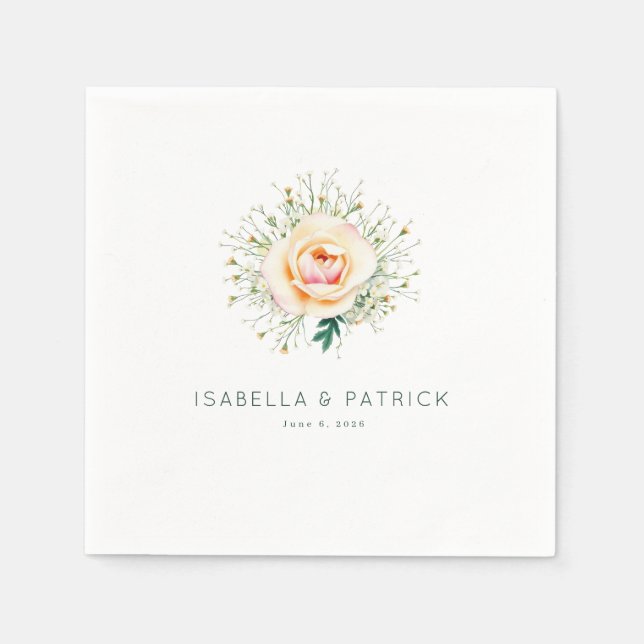 Romantic Peach Floral Wreath Napkins (Front)