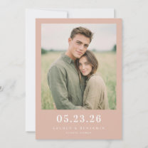 Romantic Peach Minimalist Photo Save The Date