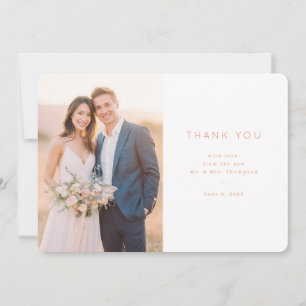 Romantic Peach Minimalist Photo Thank You Card